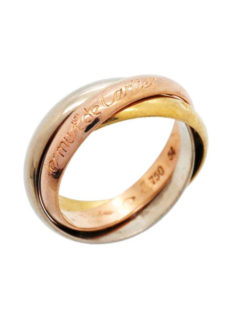 Cartier Ring Trinity Classic Model 18k Yellow Gold 18k White Pink